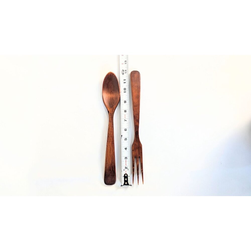 Vintage MCM Baribocraft salad bowl set handcrafted Canadian maple bowls utensils - Picture 8 of 13